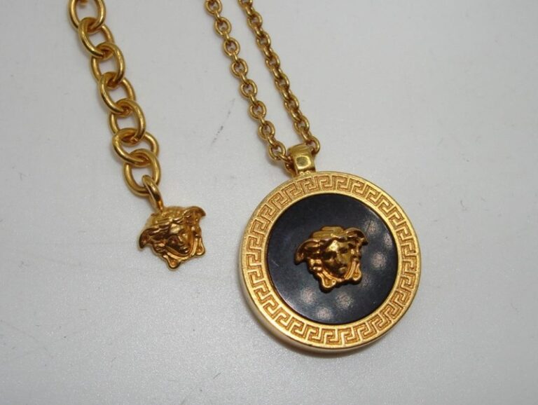 Authentic Versace enamel Medusa gold-tone medallion necklace