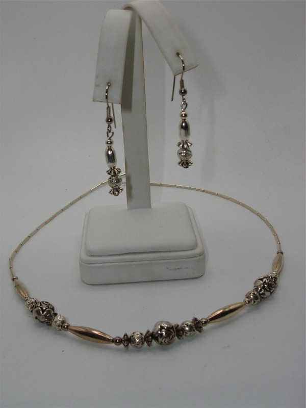 Vintage Navajo Silver Necklace & Earrings Set - Southwestern Jewelry
