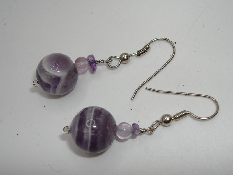 Sterling Silver Purple Agate Dangle Earrings