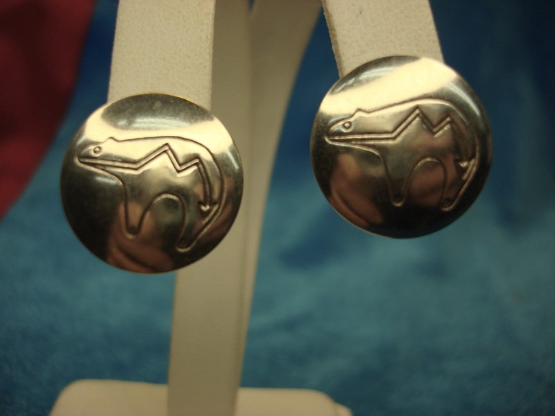 Sterling Silver Native American Spirit Bear Stud Earrings