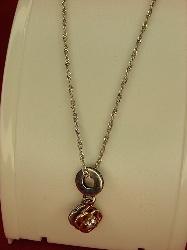 Authentic Pandora Sterling Silver Rose Pendant Necklace - 22 Inch Chain