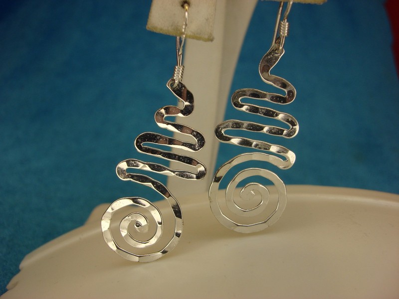 Unique Sterling Silver Freeform Dangle Earrings