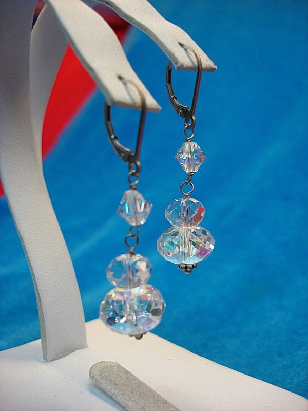 Vintage Sterling Silver Crystal Dangle Earrings