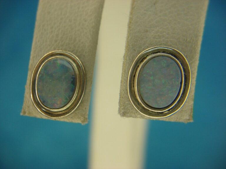 Sterling silver opal stud earrings