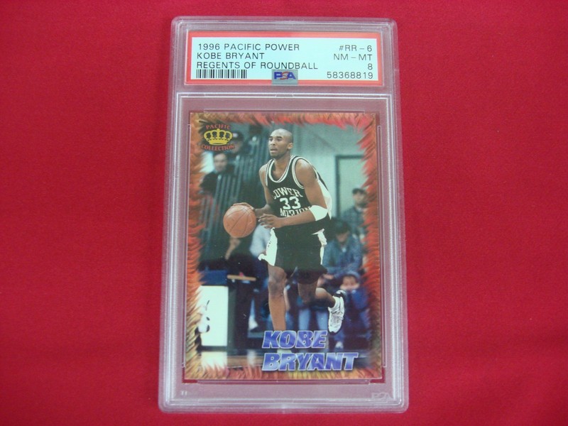 PSA 8 NM-MT graded Kobe Bryant 1996 Pacific Power Regents of Roundball RR-6 basketball card