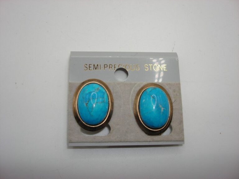 Vintage gold-tone clip-on earrings with turquoise cabochons