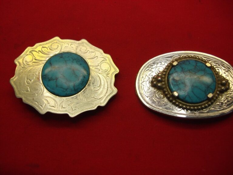 Vintage Southwestern buckle set in rustic western style, one buckle fits a 1 1/2 inch belt, the other is a restoration project.