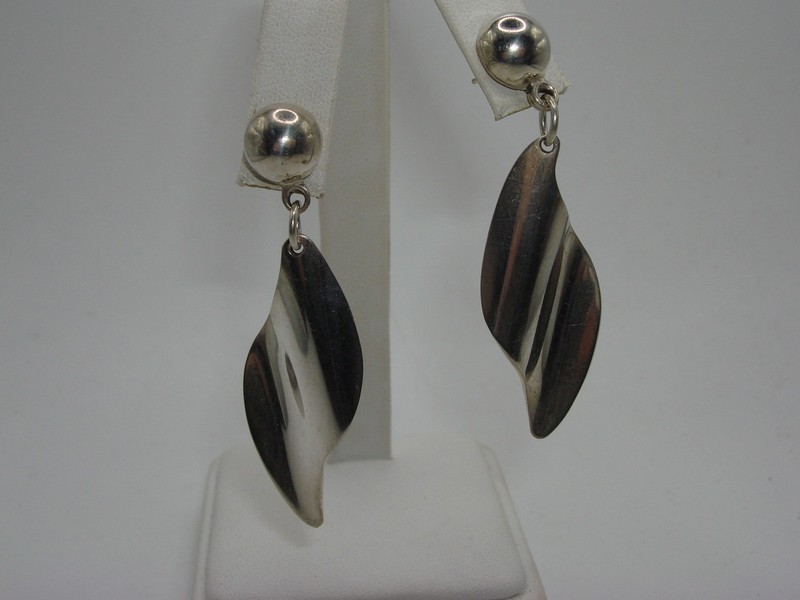 Vintage Mid-Century Taxco Sterling Silver Wave Earrings