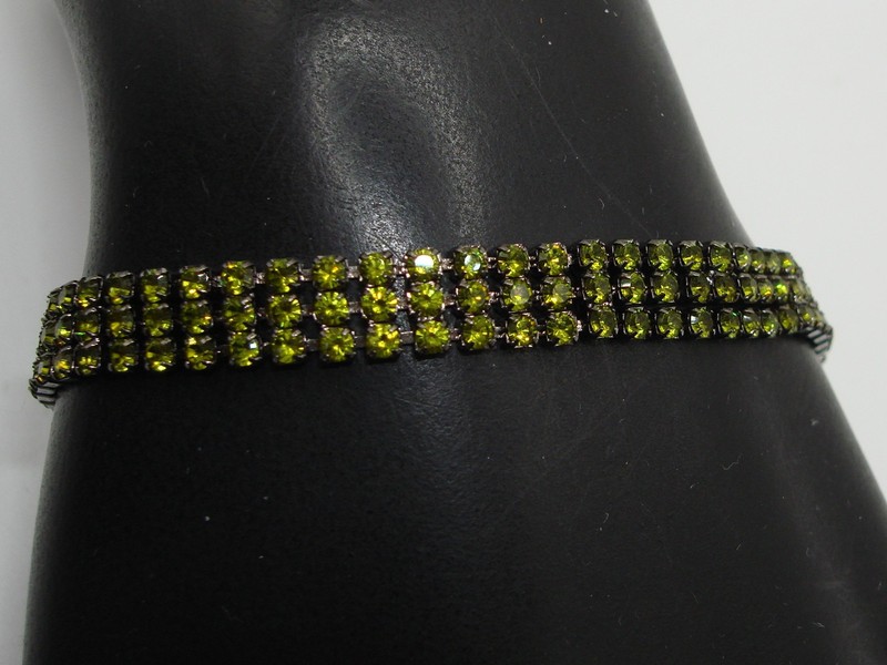 Vintage Givenchy lime green rhinestone bracelet
