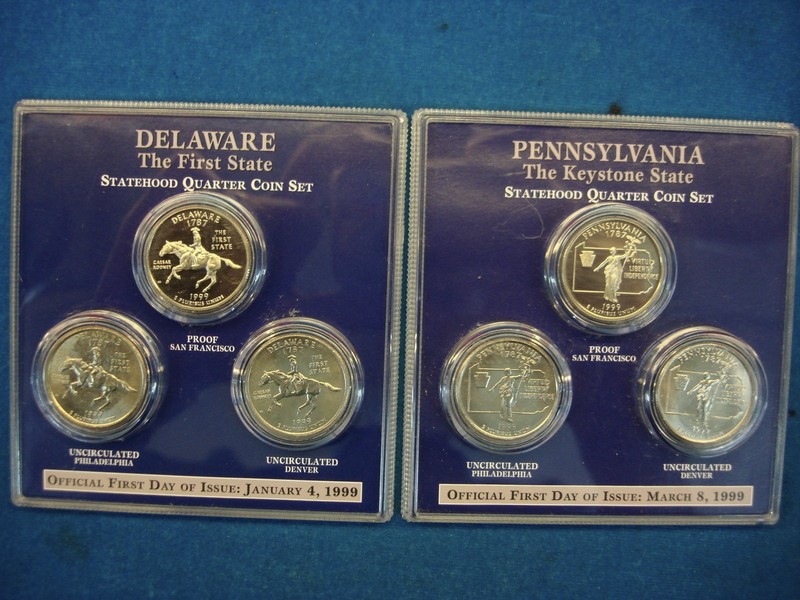 1999 Delaware & Pennsylvania State Quarters Proof Set (P, D, S)