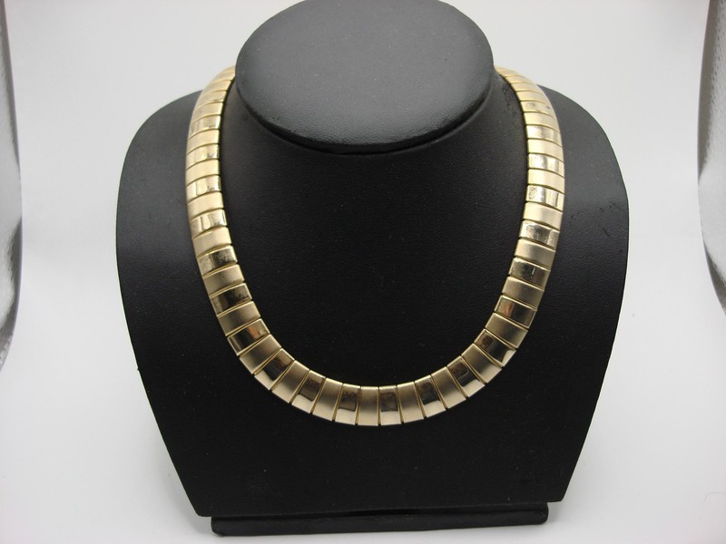 Vintage 1980s Egyptian Revival Gold-Tone Choker Necklace