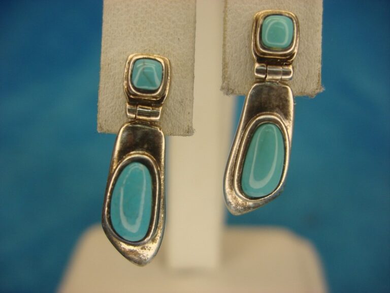 Sterling silver dangle earrings with faux turquoise stones