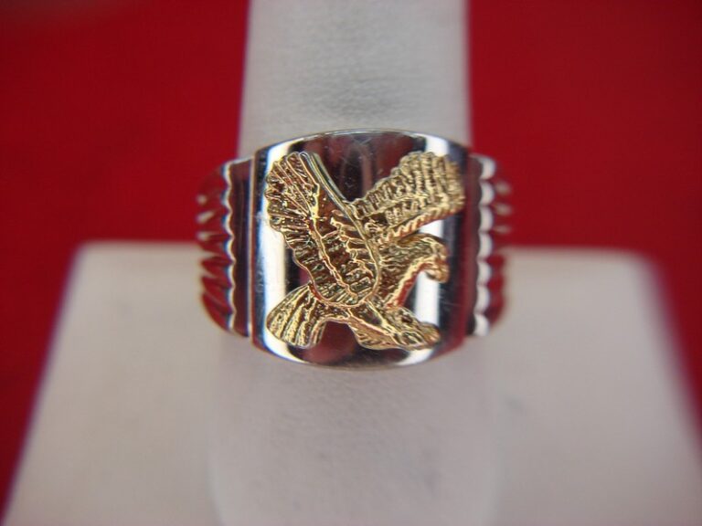 Sterling silver eagle ring with gold vermeil, size 10