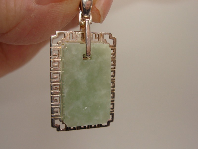 Sterling Silver & Jade Double Happiness Pendant