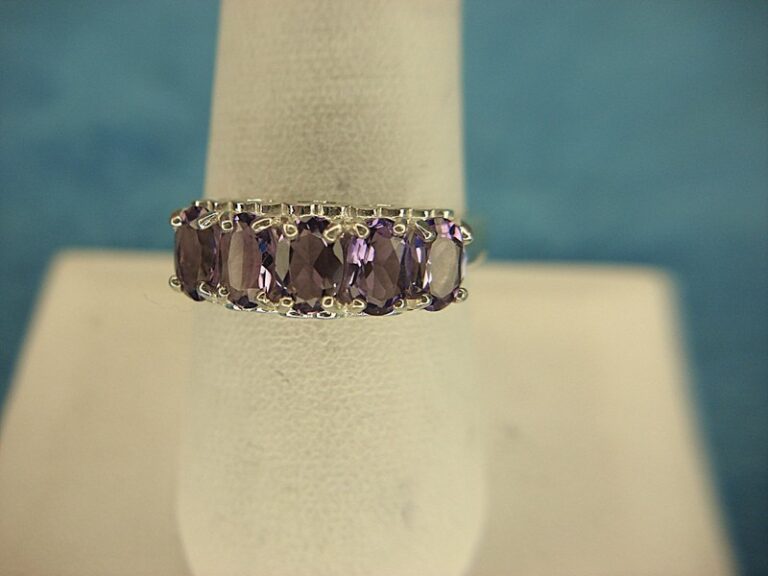 Sterling Silver Filigree Heart Ring with Purple Gemstones