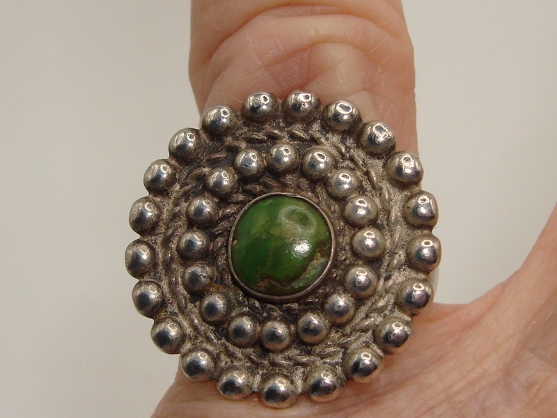 Vintage Navajo Sterling Silver & Jade Ring, Size 5
