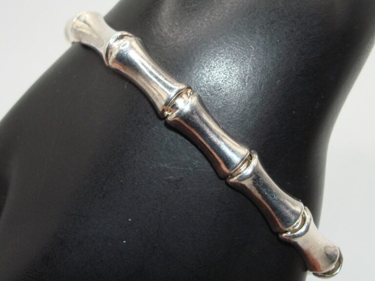 Authentic Italian sterling silver bamboo link bracelet, 925 Italy