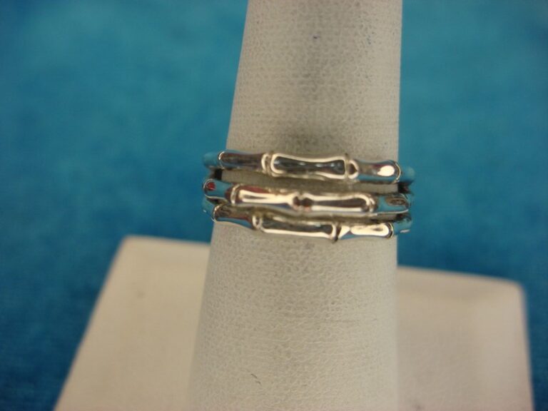 Sterling silver bamboo pattern ring, size 7 1/4, pre-owned