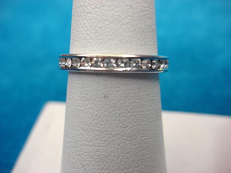 Sterling silver ring with round cubic zirconia stones