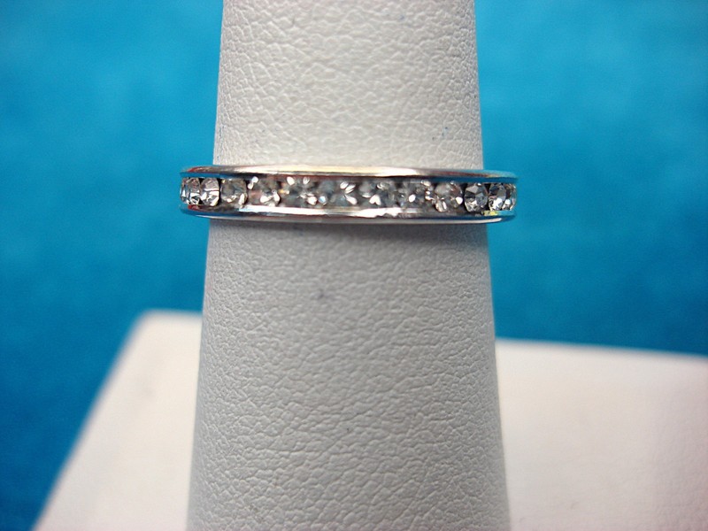 Sterling silver ring with round cubic zirconia stones