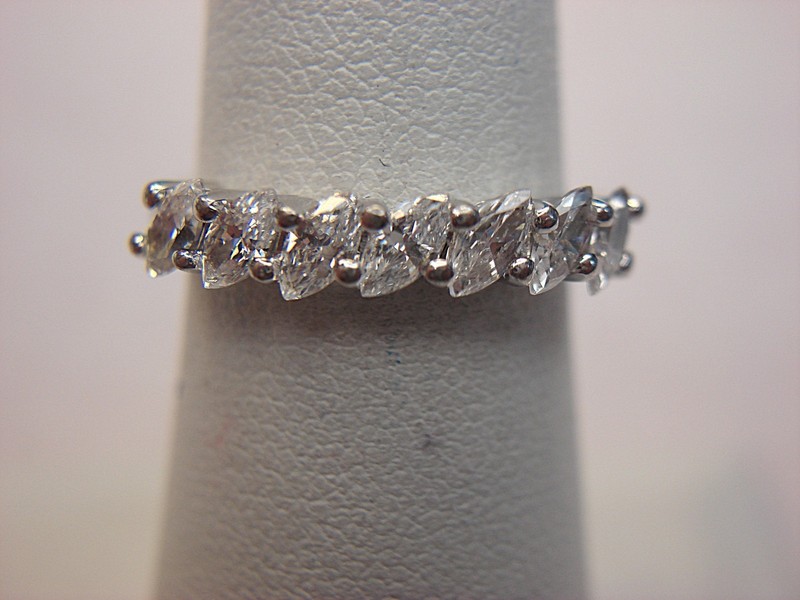 Sterling silver ring with marquise cut cubic zirconia stones, size 6