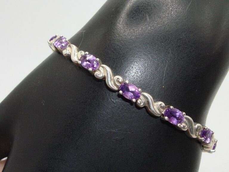 Vintage Art Deco Amethyst Sterling Silver Bracelet