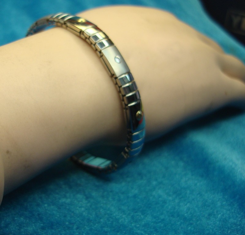 Milor Stainless Steel & 14K Yellow Gold Stretch Bracelet with CZ Stones