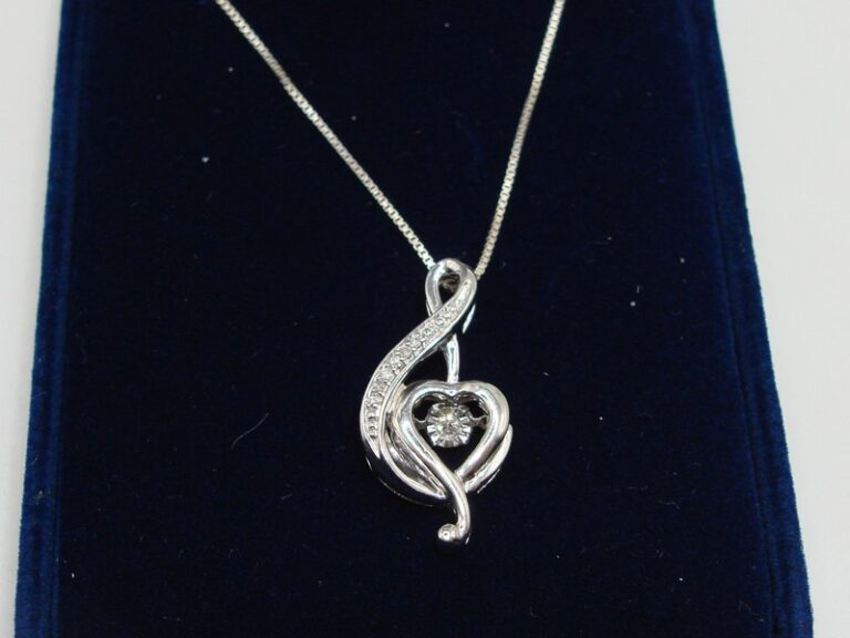 Sterling Silver & Diamond Treble Clef Necklace