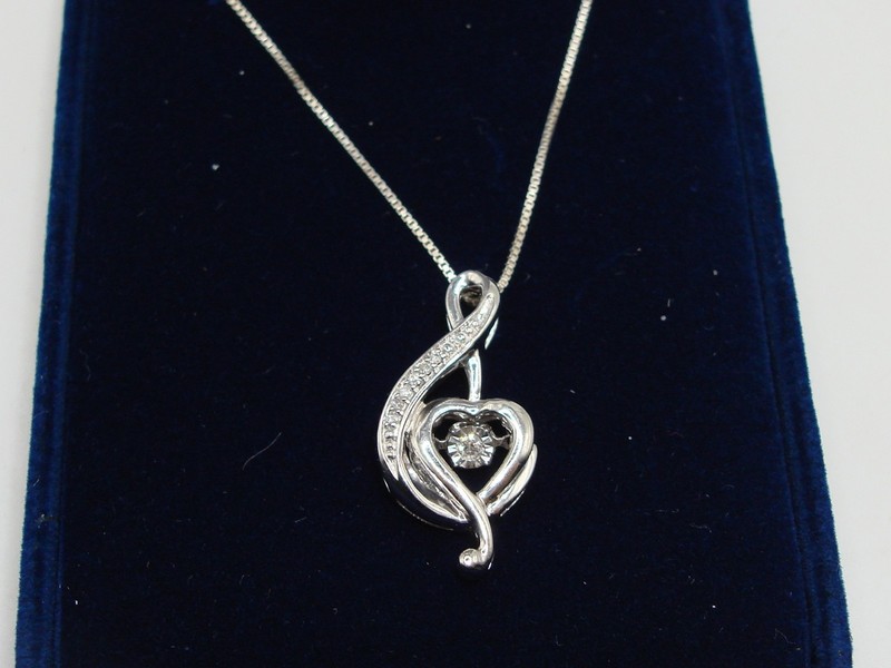 Sterling Silver & Diamond Treble Clef Necklace