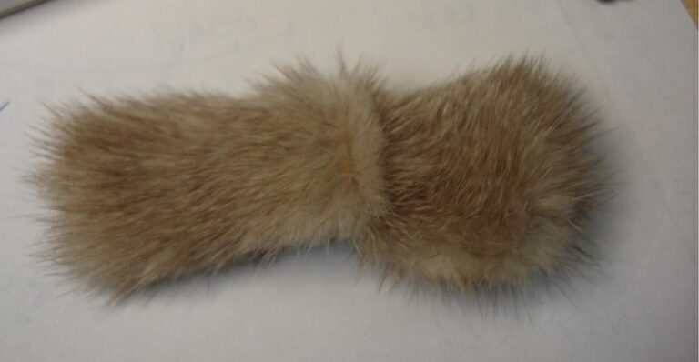 Vintage 1950s mink barrette, taupe fur, silver metal