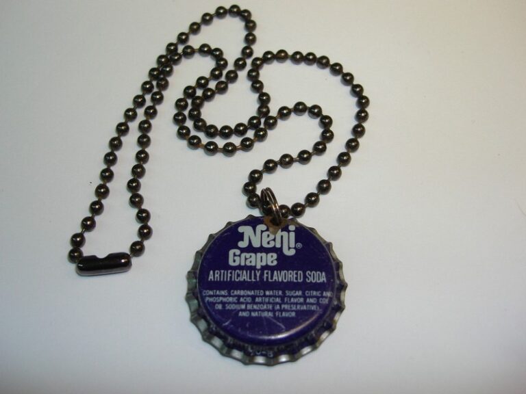 Vintage Nehi Grape bottle cap pendant necklace with Hamsa charm