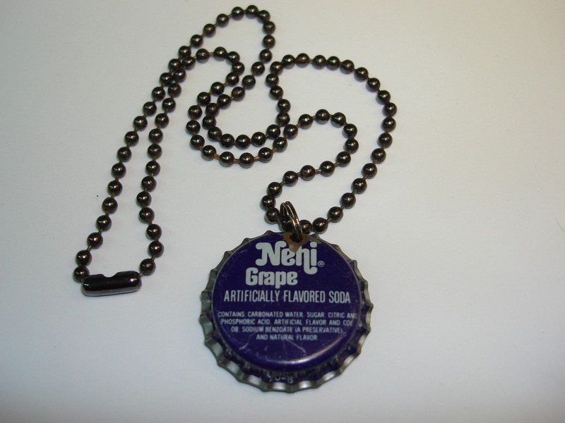 Vintage Nehi Grape bottle cap pendant necklace with Hamsa charm