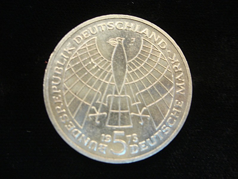 1973 German 5 Mark Silver Coin - Copernicus Anniversary