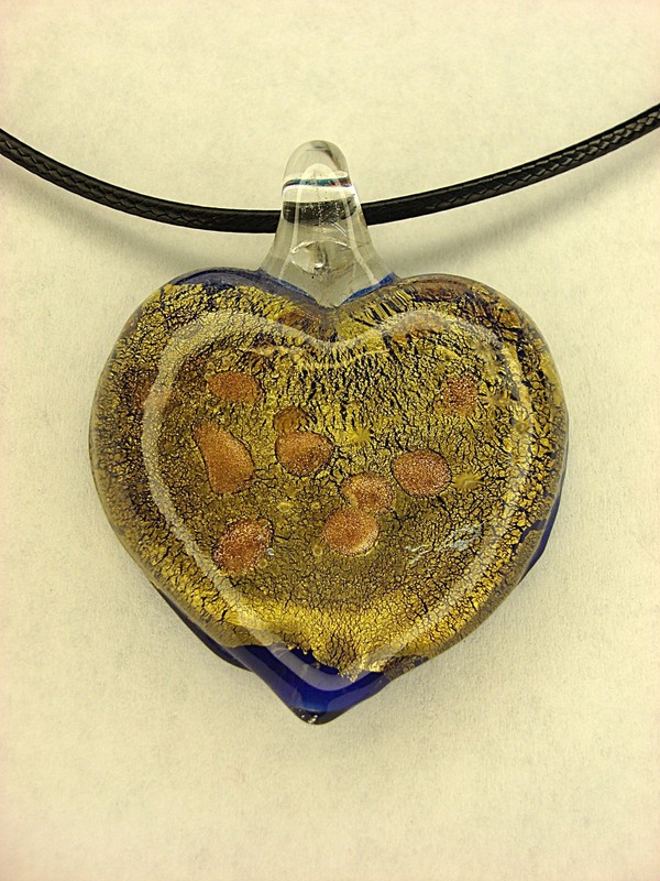Hand-Blown Murano Glass Heart Pendant Necklace