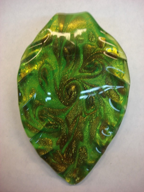 Hand Blown Murano Glass Leaf Pendant Necklace