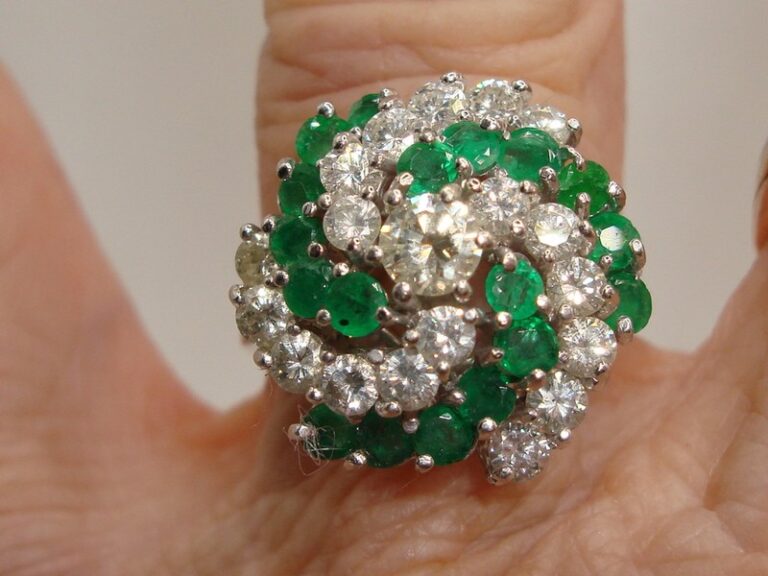 Vintage Inspired 14K Gold Diamond & Emerald Ring (2+ CTW)