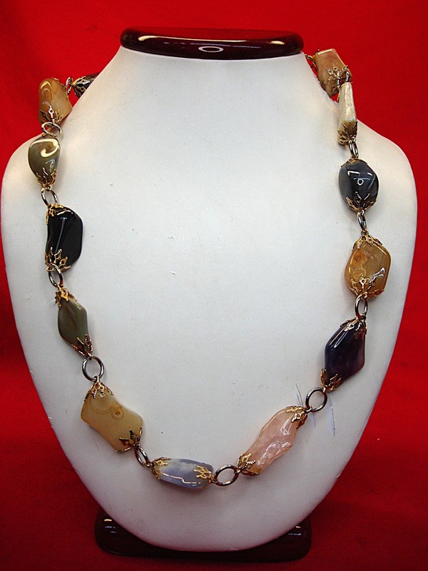 Unique natural stone necklace with mixed shapes and sizes