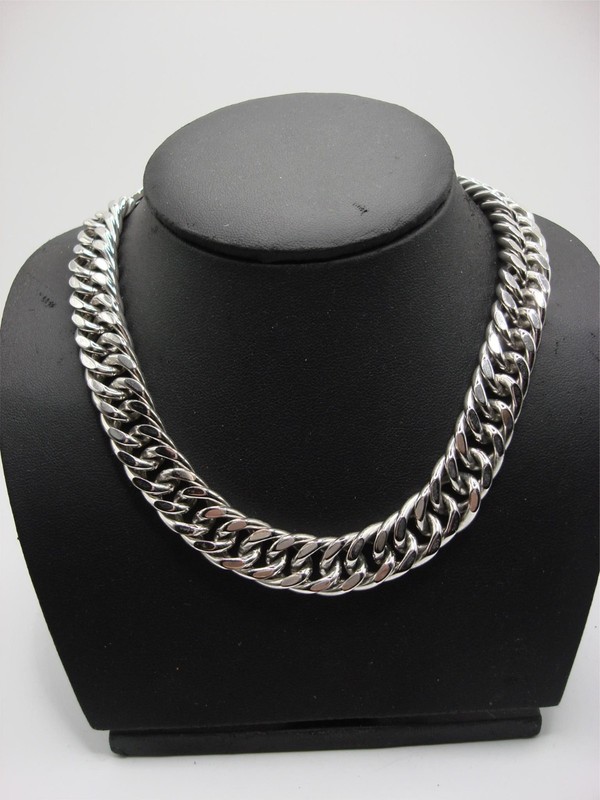Vintage Monet Silver Cuban Link Choker Necklace