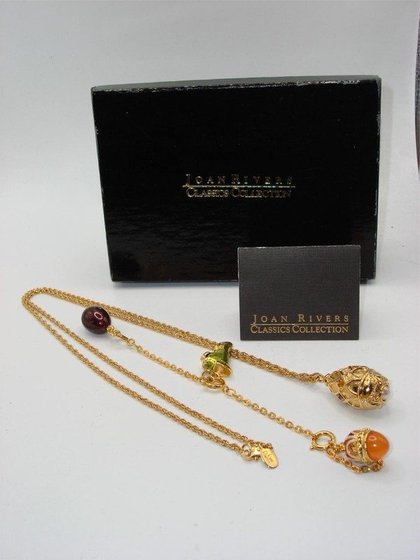 Vintage Joan Rivers Faberge Egg Necklace & Charm Set