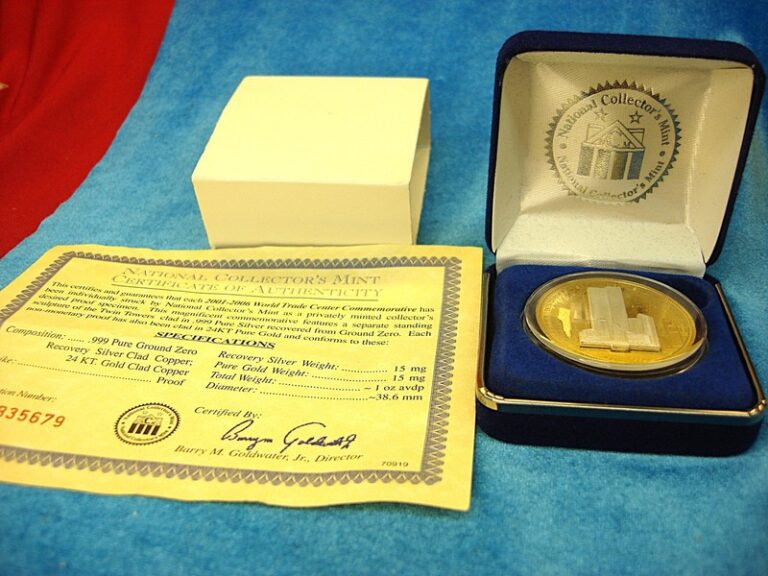 World Trade Center Commemorative Coin Set (2001-2006) - Twin Towers Replica, 24k Gold & Silver