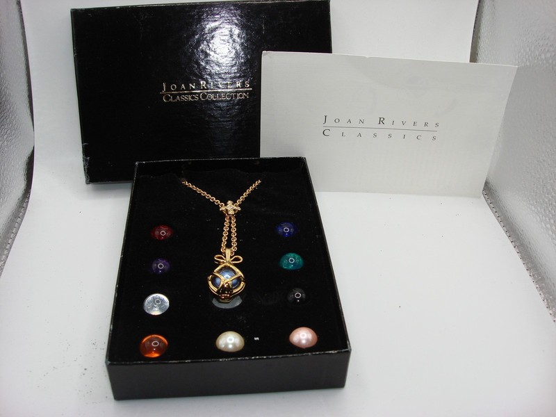 Vintage Joan Rivers Egg Pendant Necklace Set with 10 Interchangeable Eggs