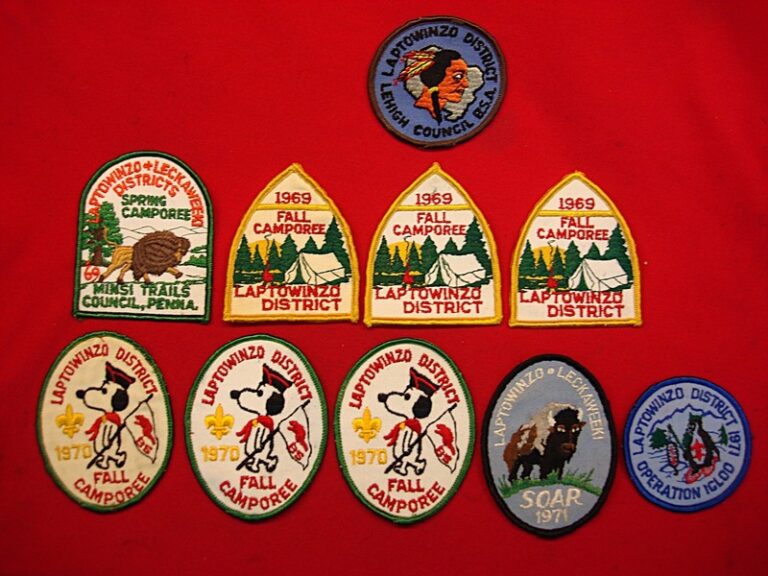 Vintage Boy Scout patches from the Laptowinzo District and Lehigh Council BSA, 1960s-70s