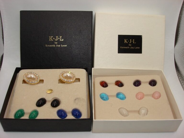 Vintage Kenneth J. Lane Interchangeable Clip-On Earrings - Gold Tone & Cubic Zirconia