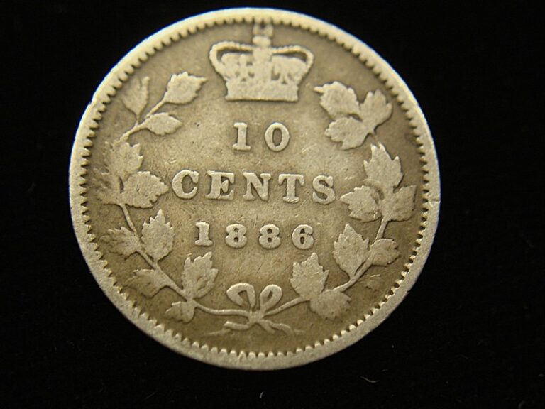 1886 Canada 10 Cents Obverse 4 Small 6 Variety Coin