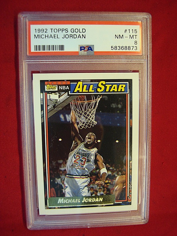 PSA NM-MT 8 graded 1992 Topps Michael Jordan rookie card #115