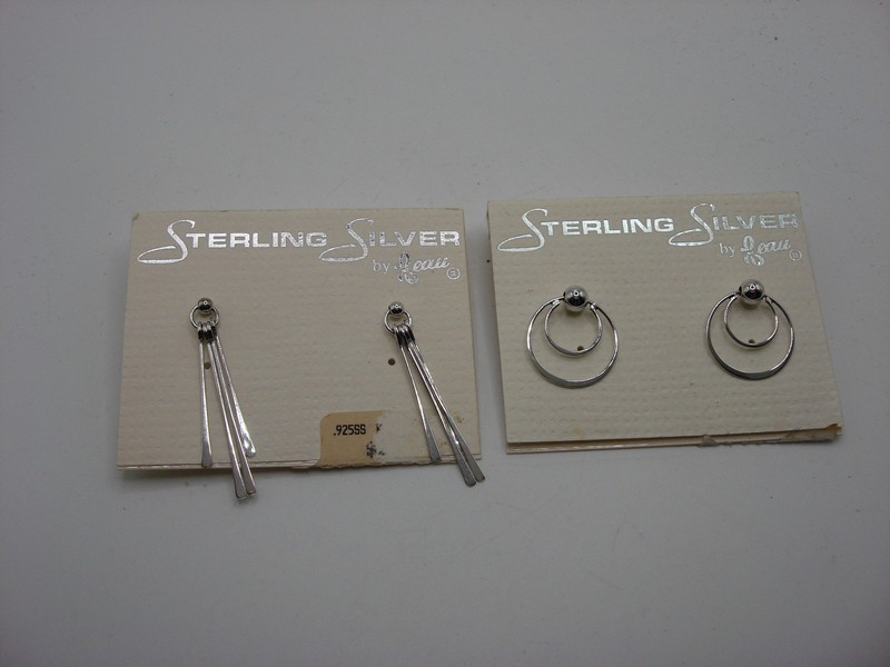 Vintage Beau Sterling Silver Earrings - 2 Pairs (Hoops & Dangles)