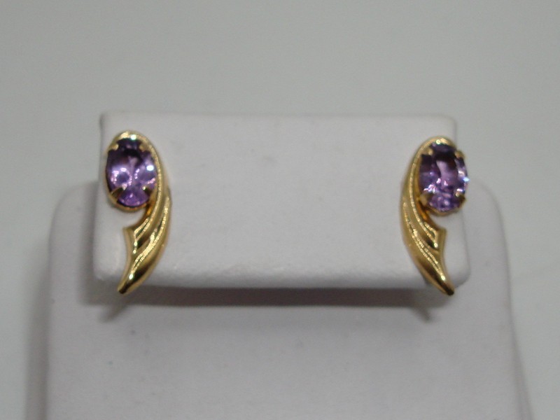 14K gold amethyst earrings
