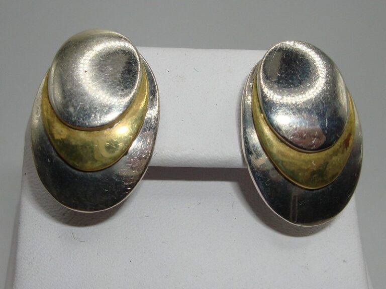Vintage Mexico Sterling Silver Dome Earrings