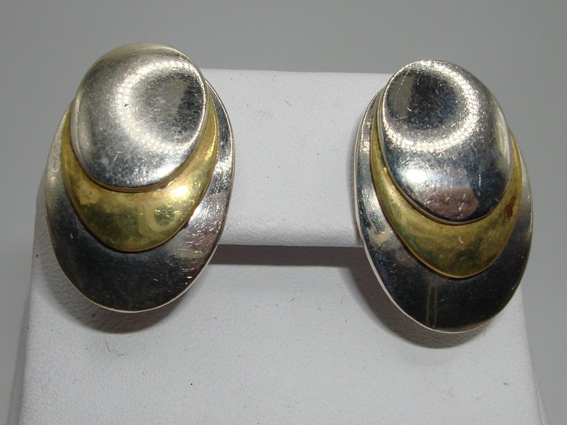 Vintage Mexico Sterling Silver Dome Earrings