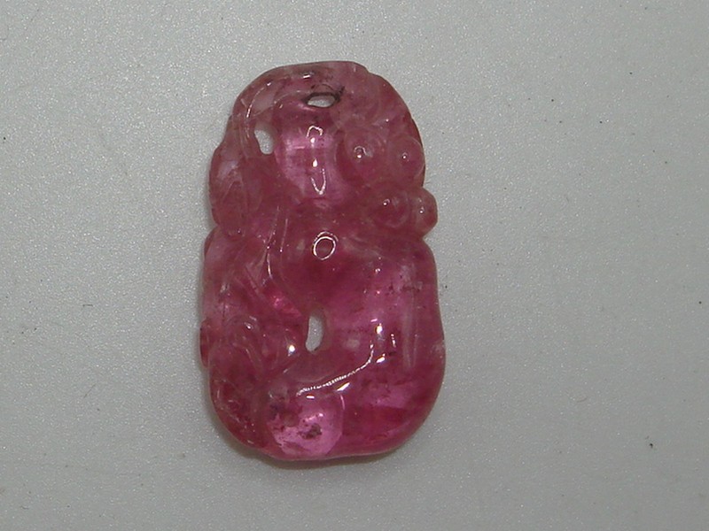Vintage Chinese hand-carved pink tourmaline pendant